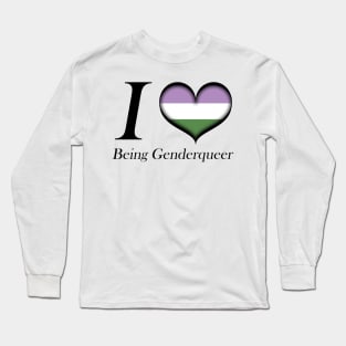 I Heart Being Genderqueer Design Pride Flag Colored Heart Long Sleeve T-Shirt